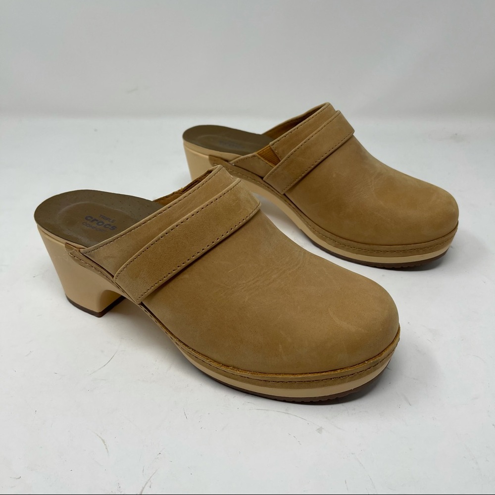 Crocs Tan Sarah Leather Clogs